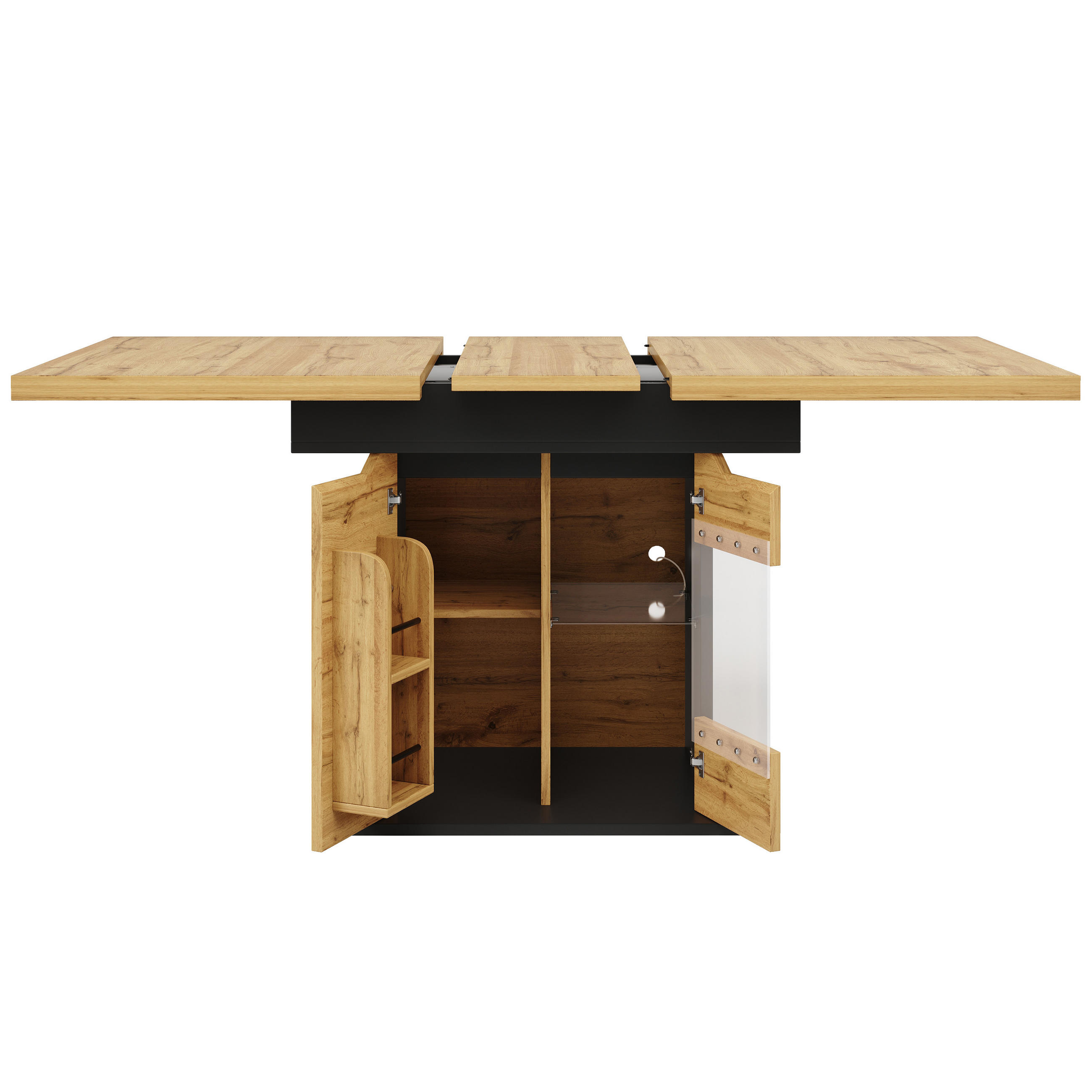 AUSZIEHTISCH Holzoptik Schwarz 110-140/80/76 cm - Schwarz, Holz (80/110/76cm) - PANGIVO