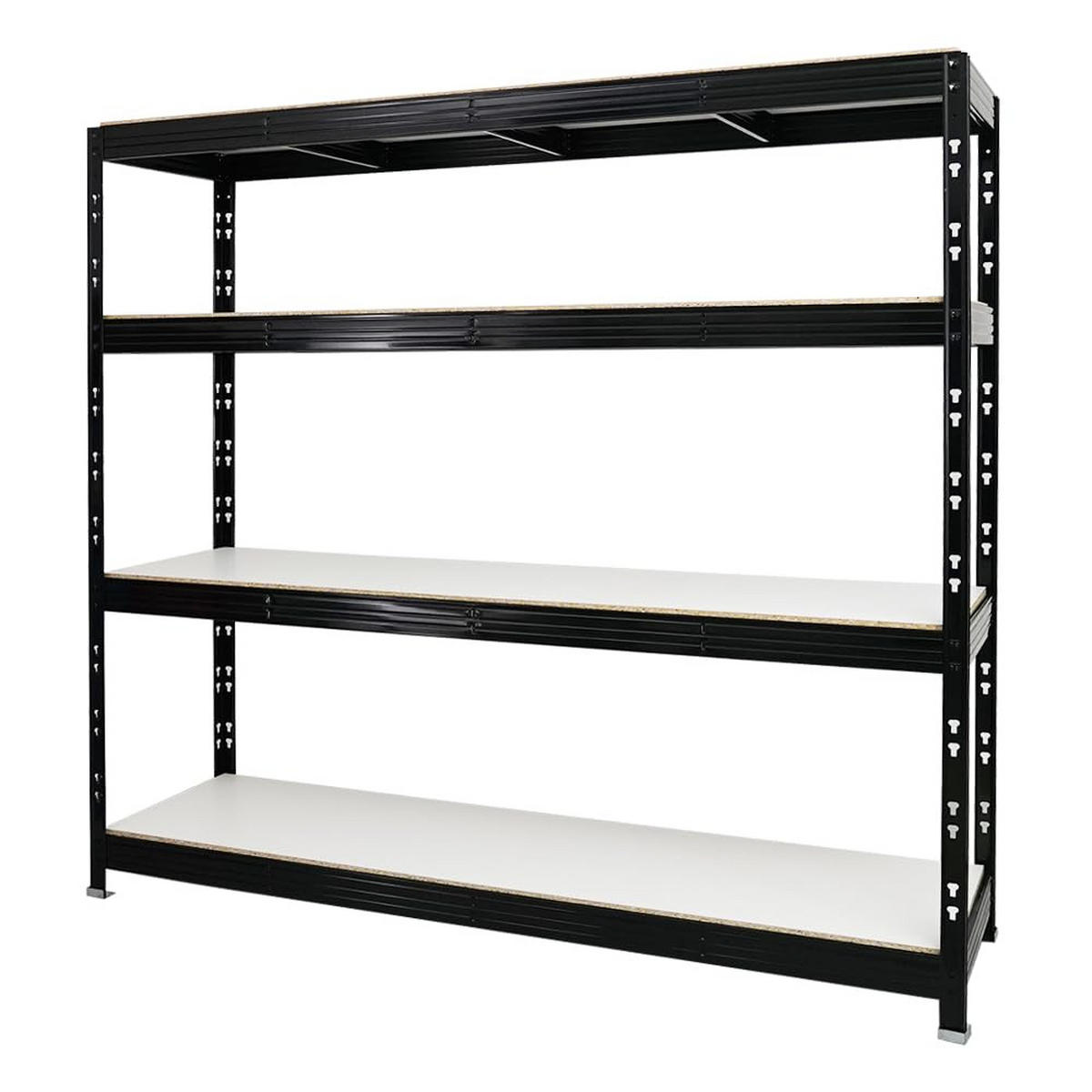 SCHWERLASTREGAL Rhino 180x200x60 cm 4 Melamin-Ebenen 16mm Fachlast 500 kg Schwarz - Schwarz/Weiß, Metall (200/180/60cm) - PROREGAL