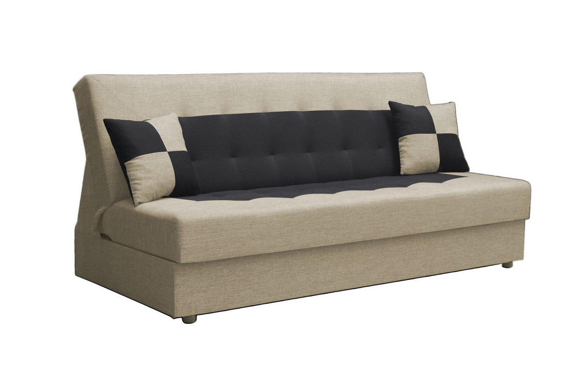 SOFA POLO mit Schlaffunktion SAWANA 00+14 mit Stauraum - Beige, Textil (80/96/192cm) - Bedante