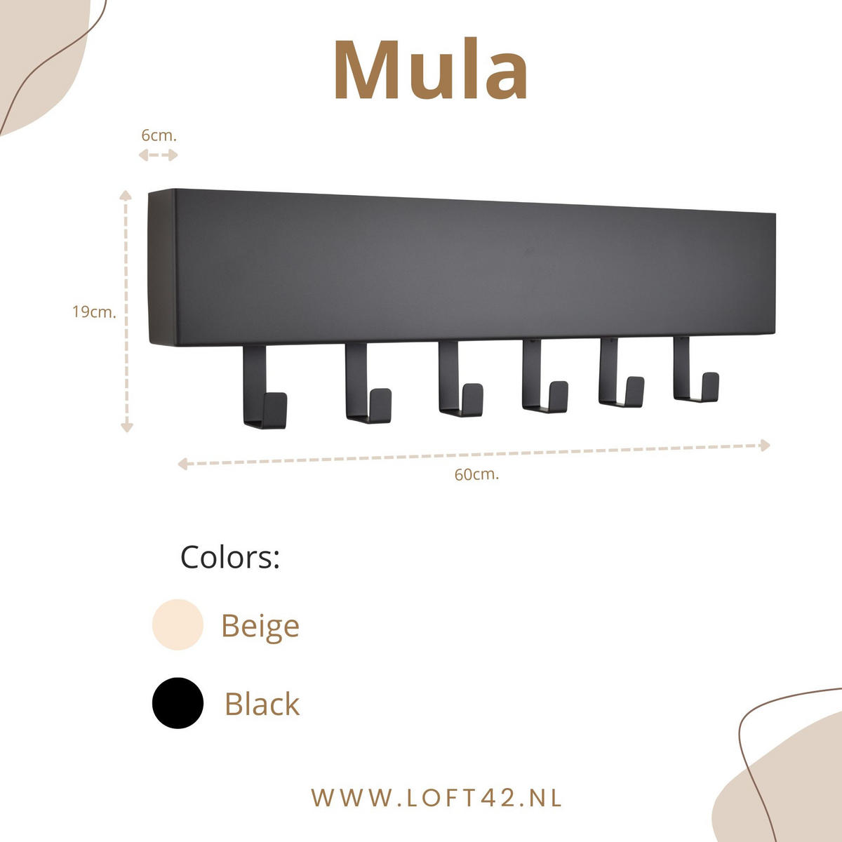 KLEIDERABLAGE Mula Beige - Beige, Metall (61/19/6cm) - LOFT42