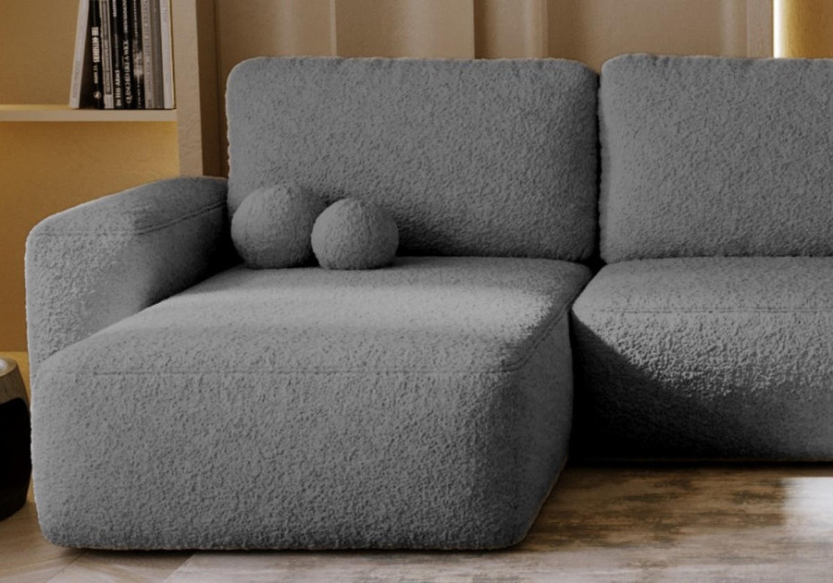 ECKSOFA Dunkelgrau U ILO Mit Bettkasten Und Schlaffunktion - Grau, Textil (374/177cm) - Sepro Meble