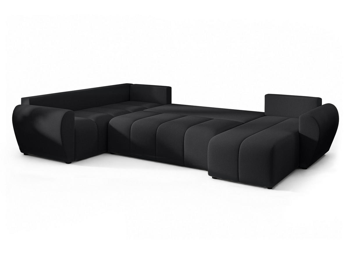 WOHNLANDSCHAFT Malatya U Form MAX Schwarz 311/145/80 cm mit Schlaffunktion - Schwarz, Kunststoff/Textil (303/80/208cm) - AX Living