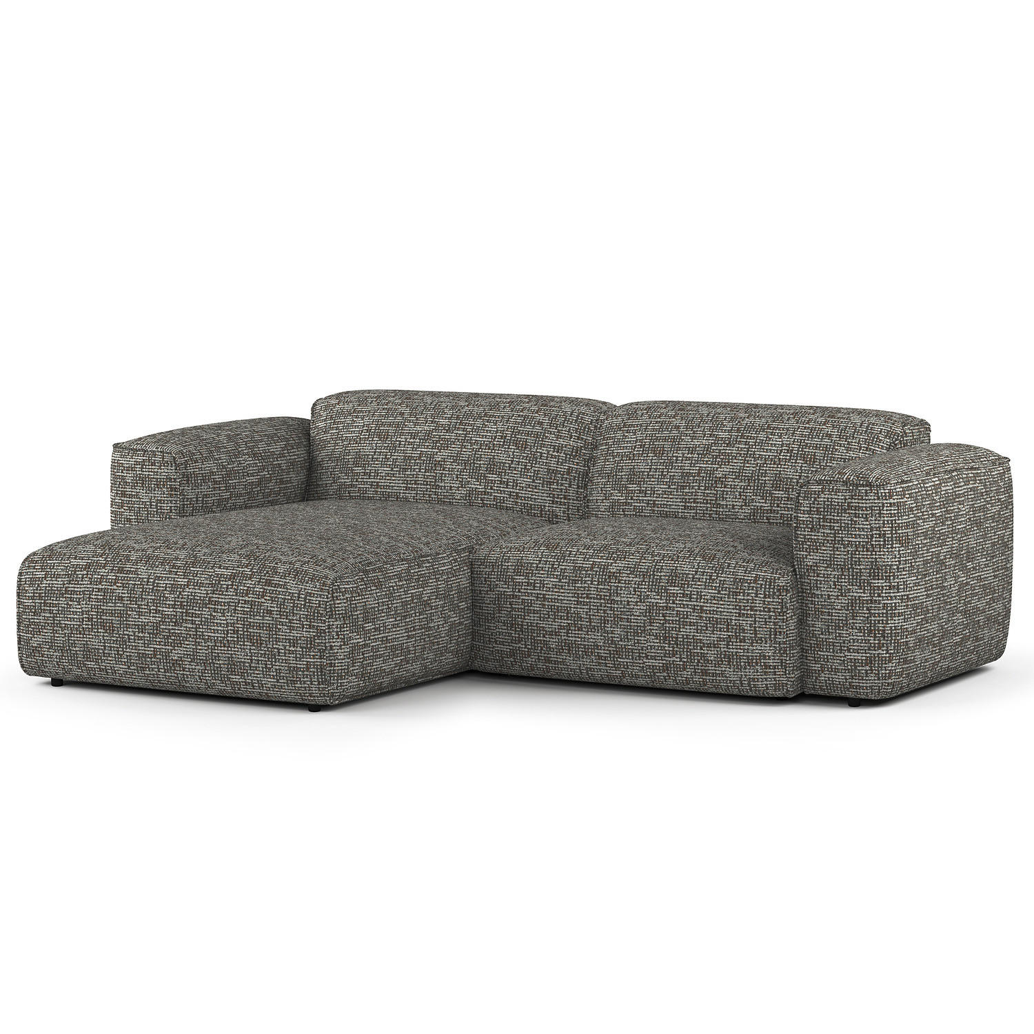 1,5-SITZER ECKSOFA mit Longchair - Schwarz/Grau, Kunststoff/Textil (260/173cm) - home24