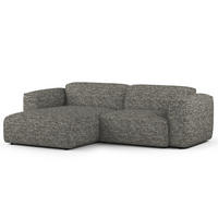 1,5-SITZER ECKSOFA mit Longchair - Schwarz/Grau, Kunststoff/Textil (260/173cm) - home24