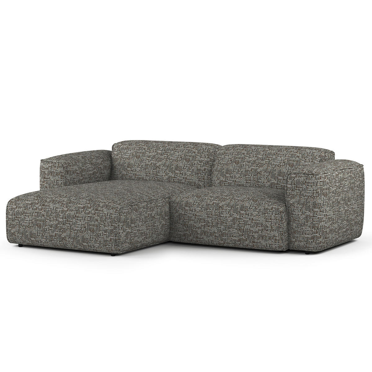 1,5-SITZER ECKSOFA mit Longchair - Schwarz/Grau, Kunststoff/Textil (260/173cm) - home24