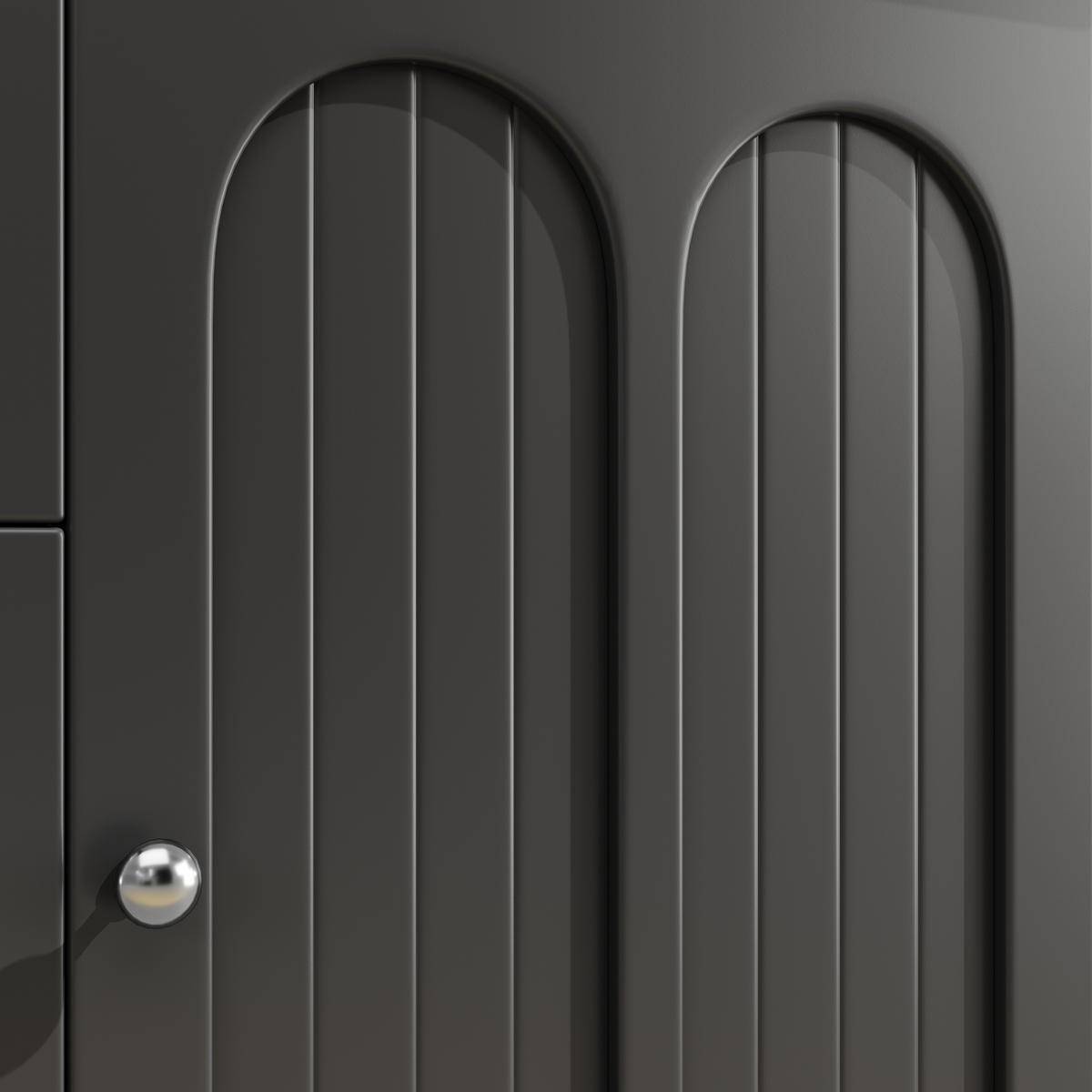 HOCHSCHRANK aus MDF in Holzoptik mit App-LED, 4 Türen und 3 Schubladen, 120/40/180 cm, Holzoptik，Schwarz - Schwarz, Holzwerkstoff (40/180/120cm) - Redom