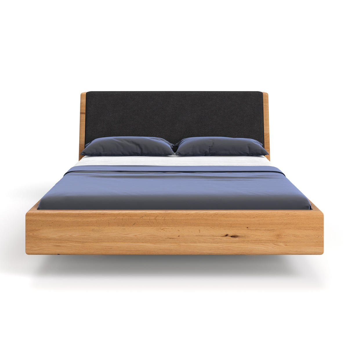 MASSIVHOLZBETT schwebend Aura Tilt aus Eiche 200x200 cm, Storm 99 (Schwarz) - Eichefarben/Braun, Holz (200/200cm) - Danzz