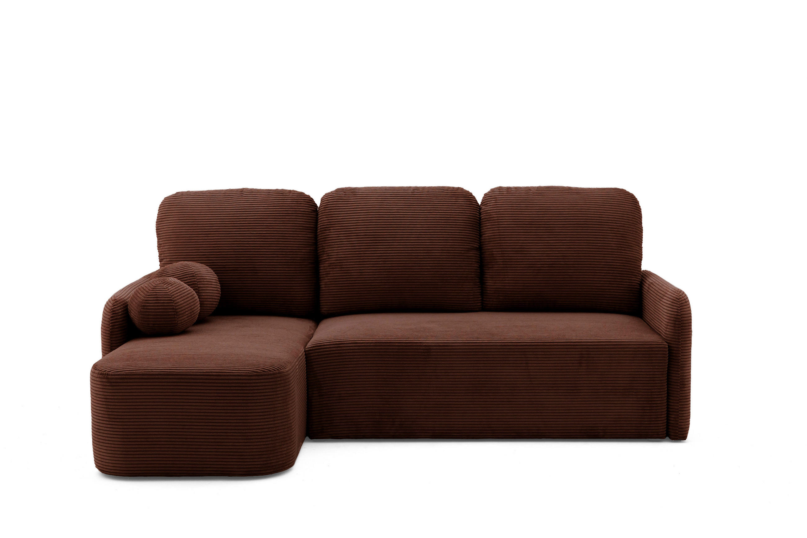 ECKSOFA CASPER L Links mit Schlaffunktion 132x198 Cord Dunkelbraun - Dunkelbraun/Schwarz, Holz/Kunststoff (217/145cm) - NACANAPA