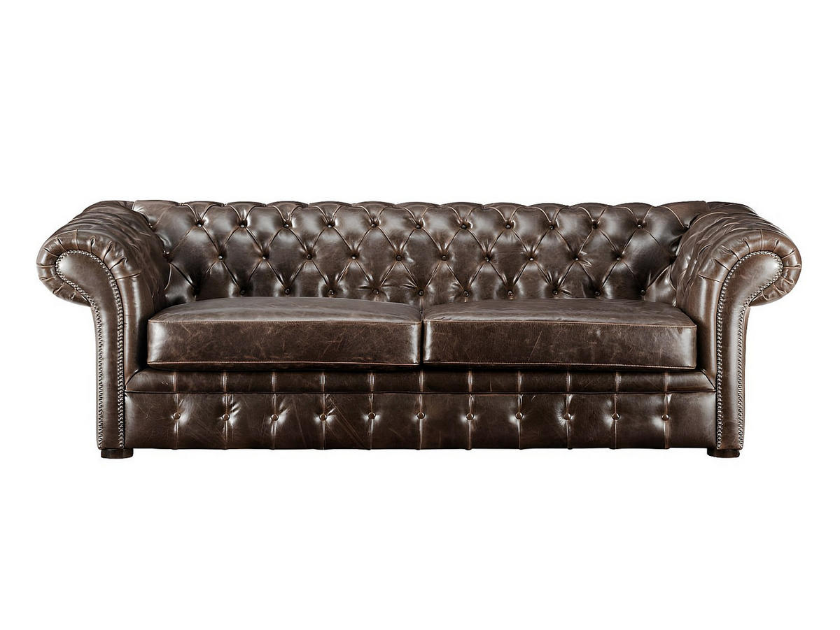 COUCHGARNITUR mit Sessel - 6 Personen - Leder - Schokoladenbraun - CLOTAIRE - Braun, Leder (232/73/90cm) - Vente-Unique
