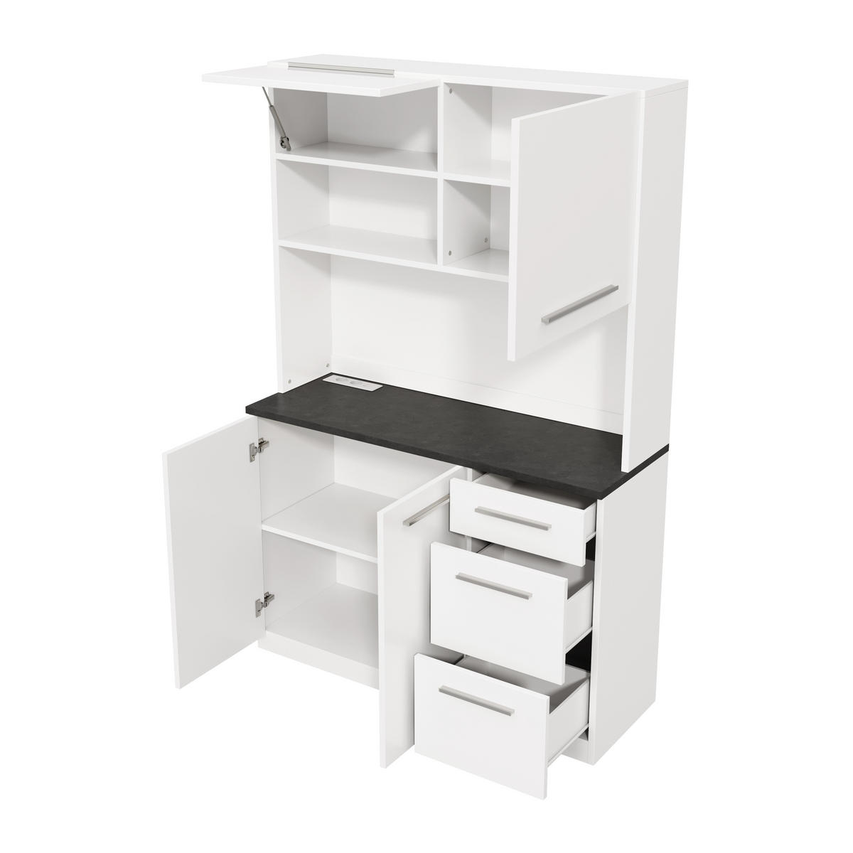BUFFETSCHRANK 120x40x180cm LED Steckdose USB Weiß - Weiß, Holzwerkstoff (120/180/40cm) - FLIEKS
