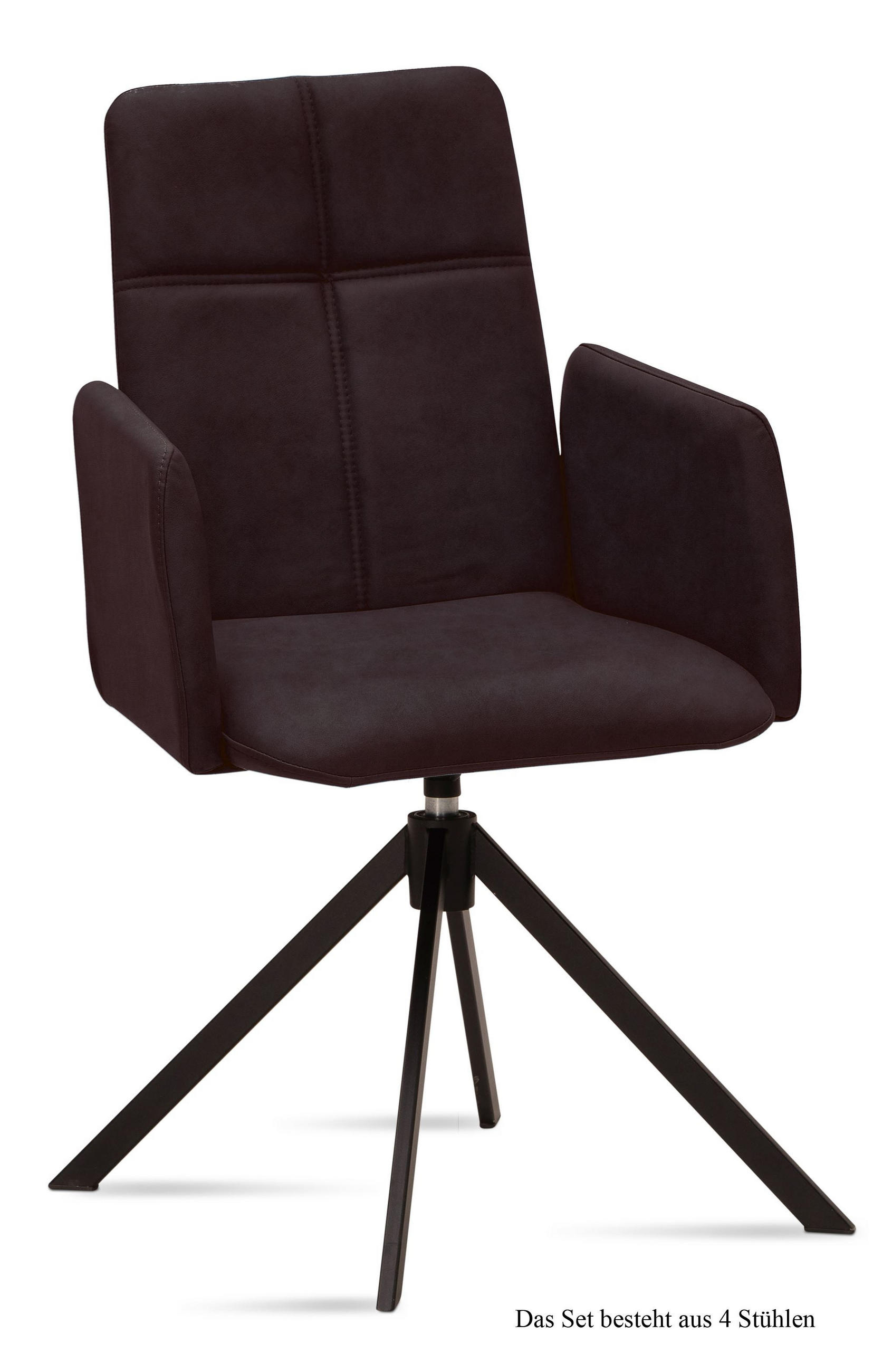 ARMLEHNSTUHL drehbar (4er-Set) Debera 52x92x60 Schwarz/Espresso - Dunkelbraun/Schwarz, Kunststoff (60/92/52cm) - 58aufmkessel