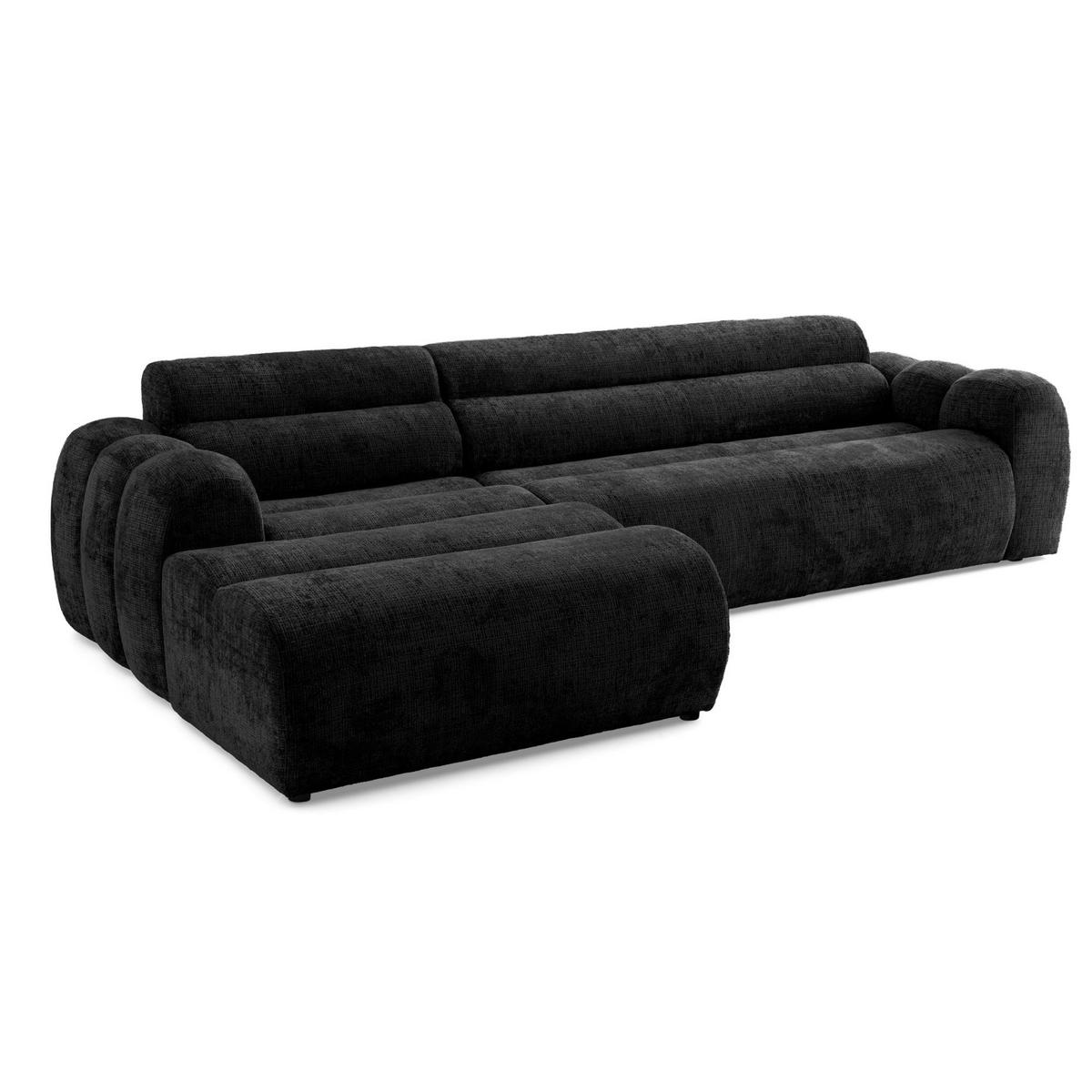 4-SITZER modulares Ecksofa VEER SET 1 Links, 298 x 175 cm, Chenille Webstoff Anthrazit - Anthrazit/Schwarz, Holz/Kunststoff (298/175cm) - Muffo