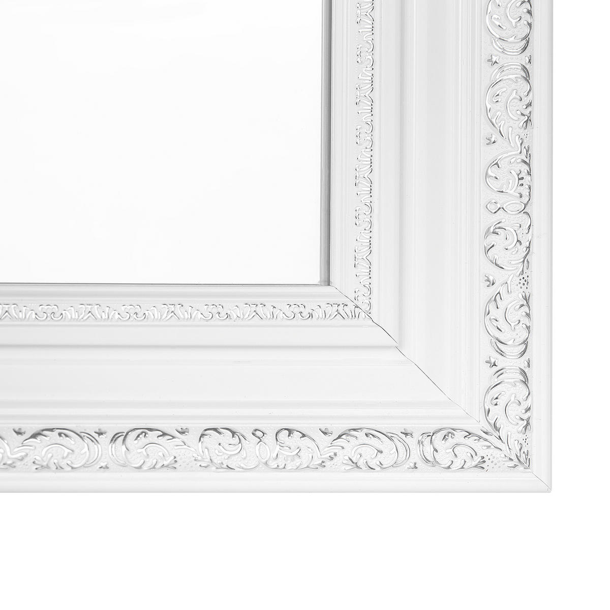 WANDSPIEGEL weiß/silber rechteckig 50/130 cm Vertou - Silberfarben/Weiß, Kunststoff (50/130/3cm) - Beliani