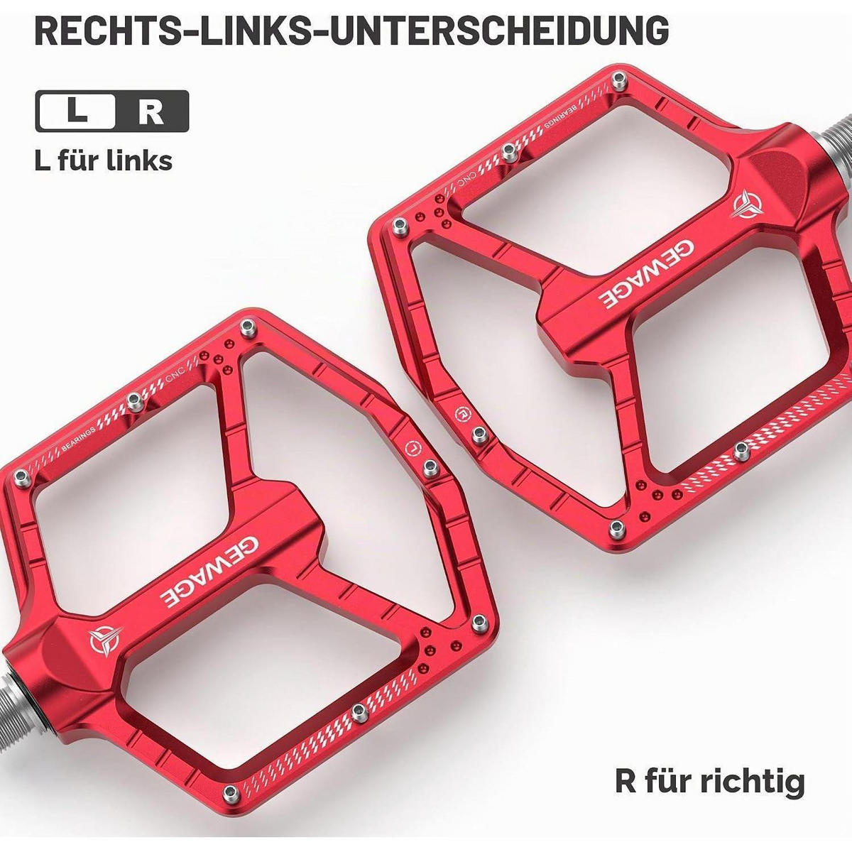 PEDALE CNC-Aluminium ultraflach mit 14 Pins Rot - Rot, Metall (11/1.5/12cm)