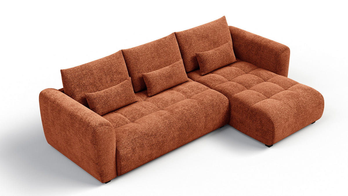 ECKSOFA SORENO 4-Sitzer, orange - Schwarz/Orange, Holz/Textil (293/171cm) - Courtois Laville