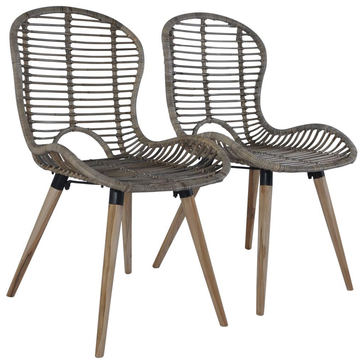 ESSZIMMERSTÜHLE 2 Stk. Braun Natürliches Rattan 48*64*85cm - Braun, Naturmaterialien (48/85/64cm) - ZMH