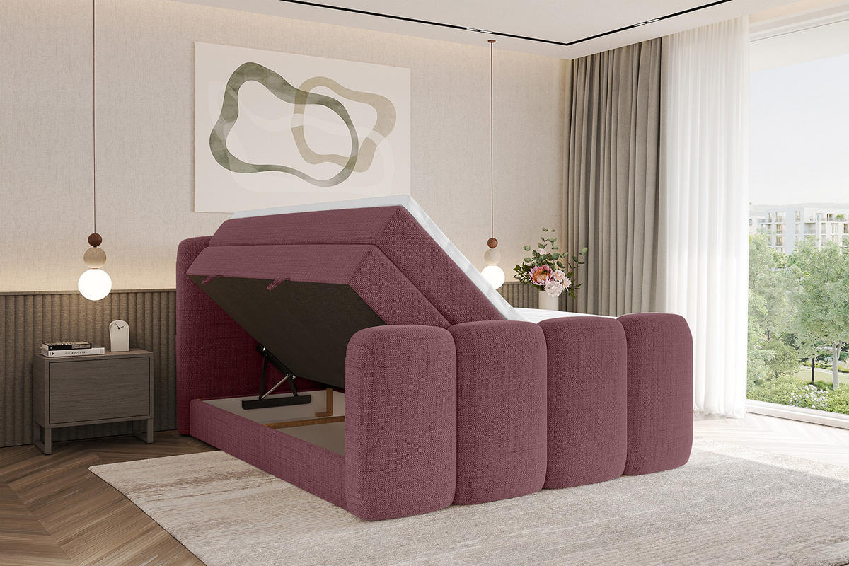 BOXBETT mit Matratze H3|H4 und Lattenrost - NINA-Z KING - 120x200 cm Aragon - Altrosa - Pink, Holzwerkstoff (120/200cm)