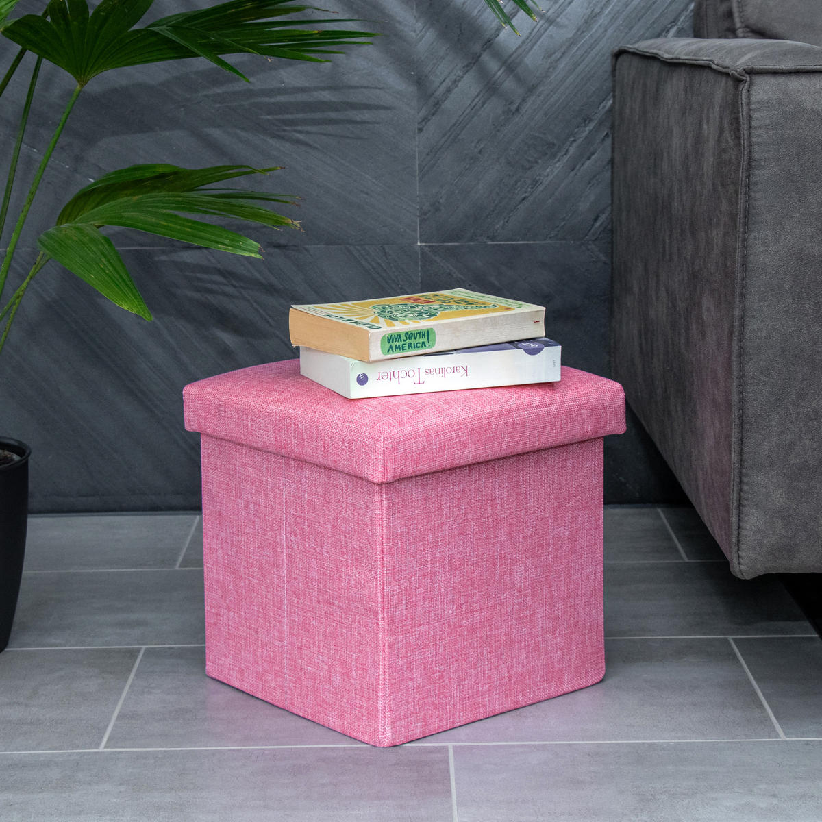 SITZBOX Faltbar 30/30/30 cm (Pink) - Pink, Textil (30/30/30cm) - Intirilife