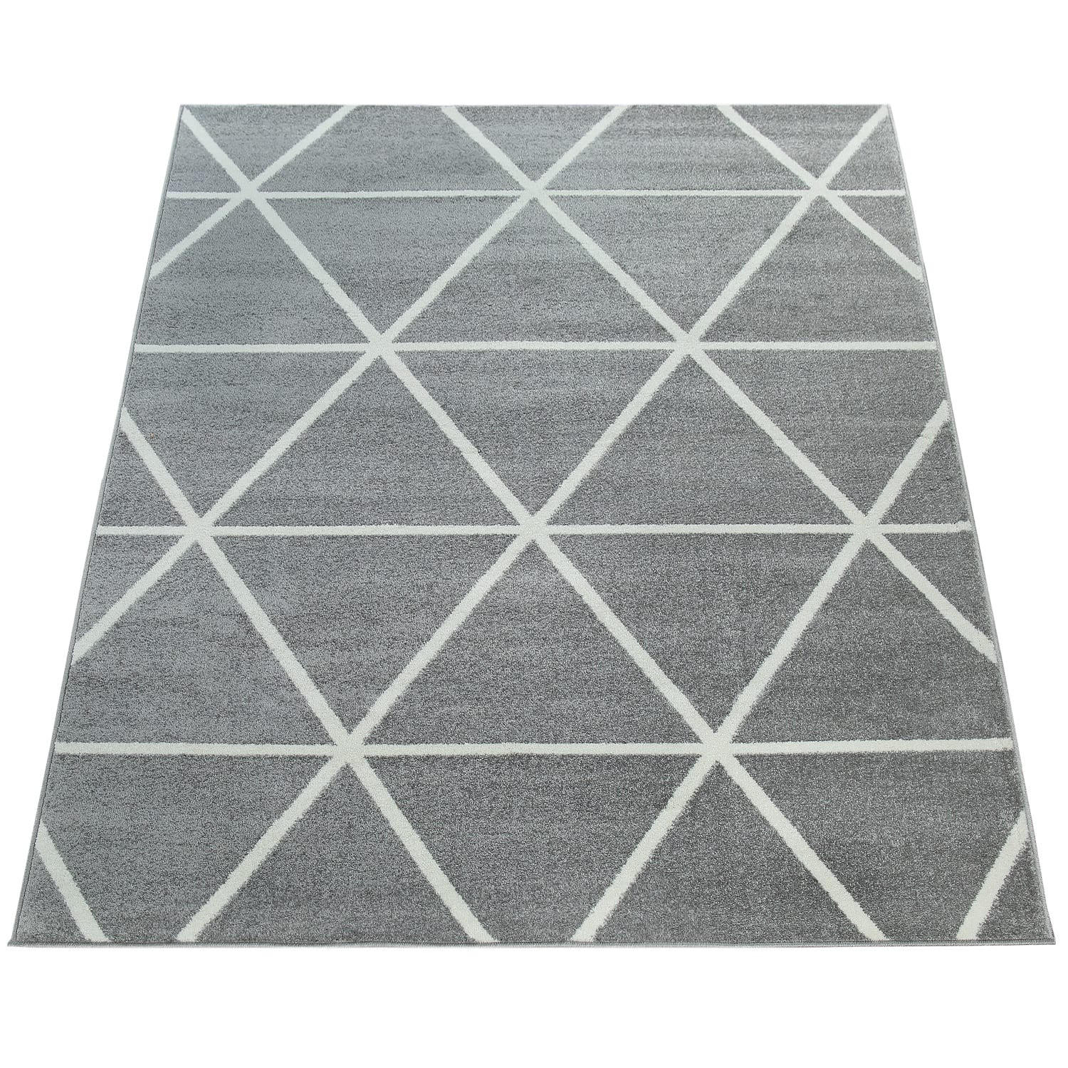 TEPPICH Kurzflor Geometrische Motive Wohnzimmer schmutzabweisend Grau Rechteckig 60x100 - Grau, Textil (60/100cm) - KADIMA DESIGN