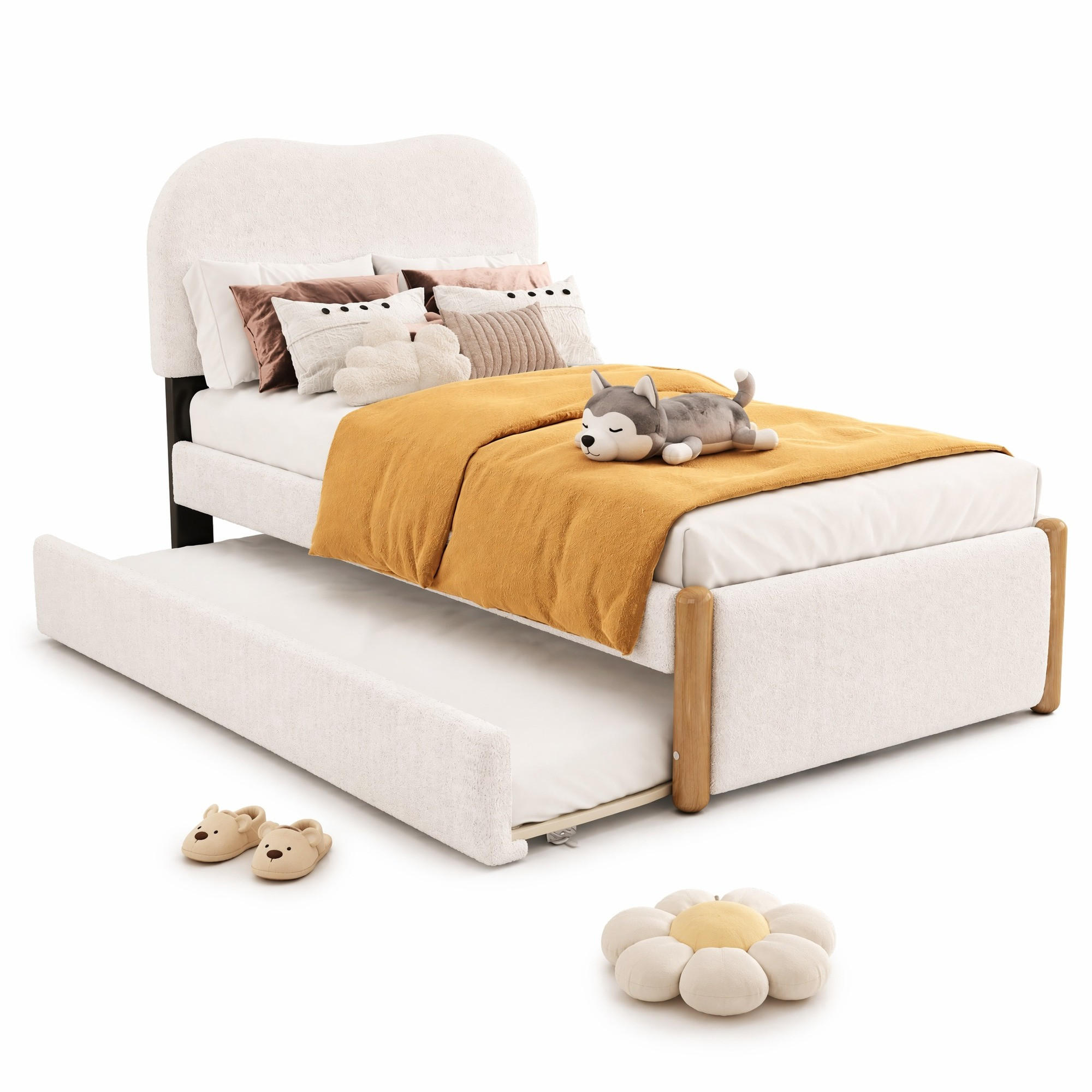 BETT mit ausziehbarem Rollbett 90x200 cm Weiß - Weiß, Holzwerkstoff (90/200cm) - Meubliv