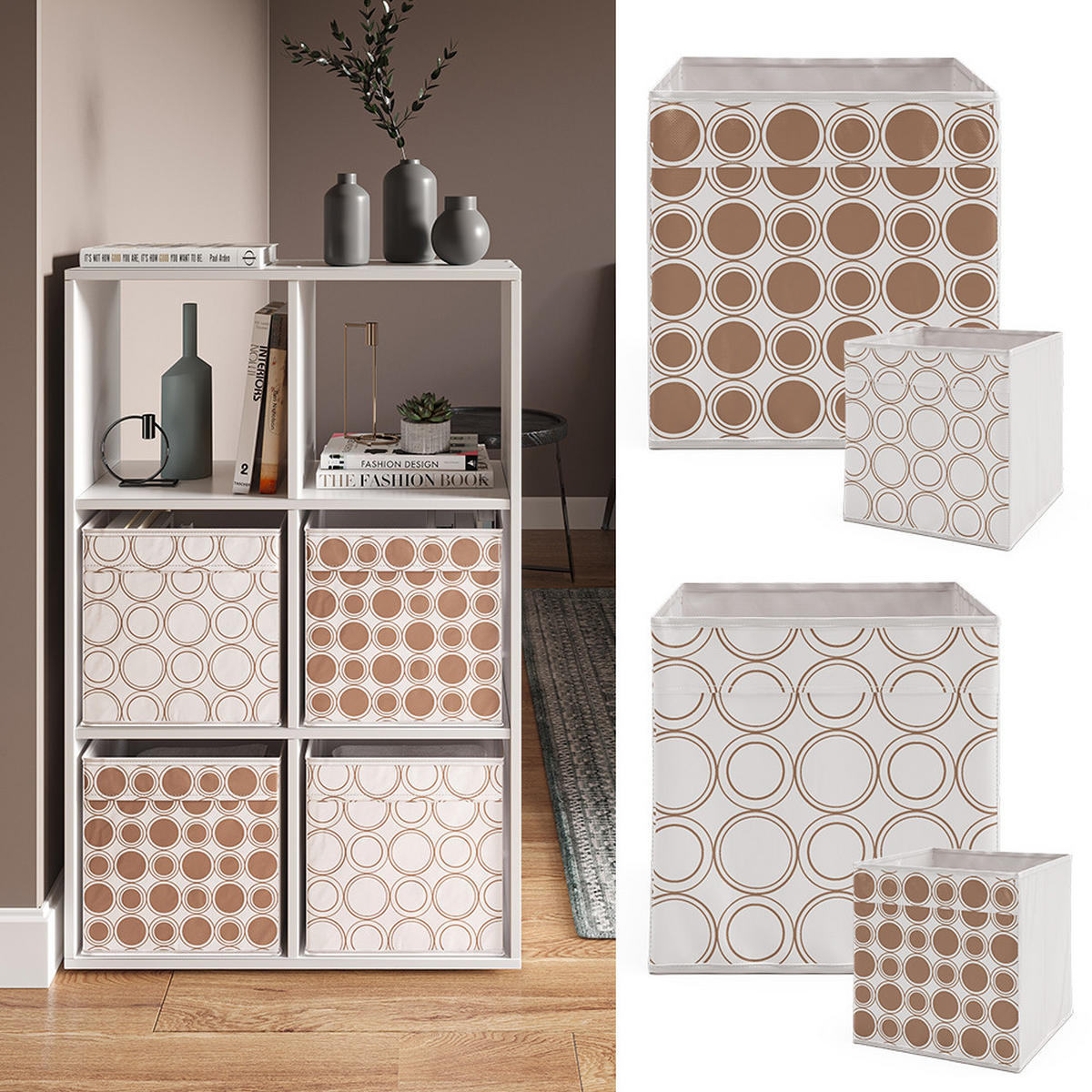 FALTBOX Weiß/Gold 30 x 30 cm 2er Set - Goldfarben/Weiß, Wellpappe (30/30/30cm) - Vicco