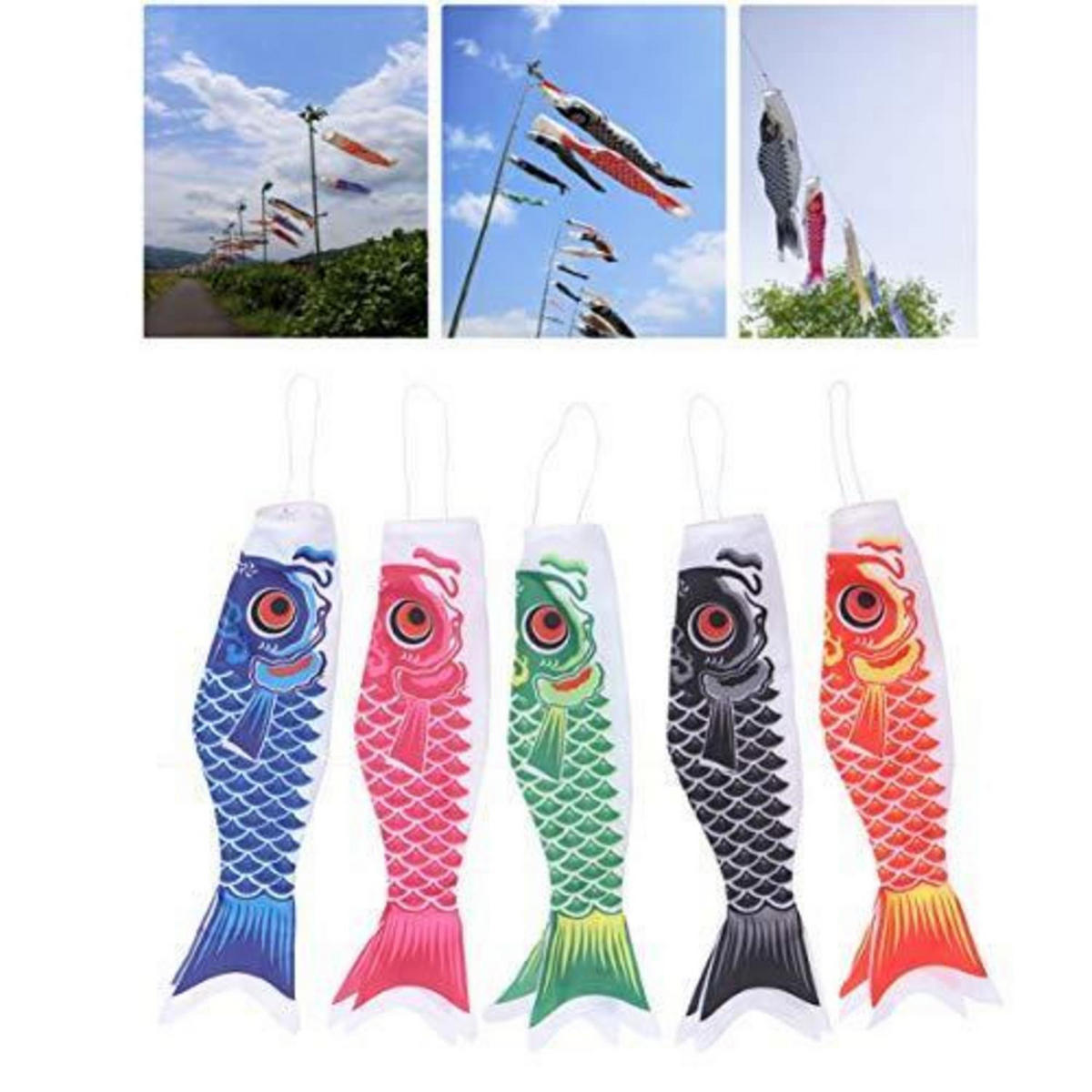 WINDSACK 5-teiliges Set Karpfen-Dekoration 40 cm - Multicolor, Textil (37/10/5cm)