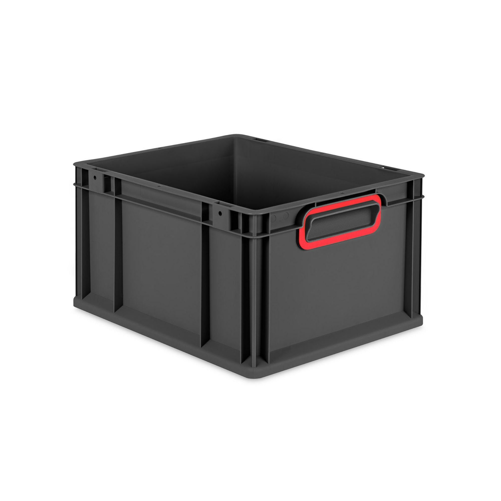 EUROBOX NextGen Color 22x30x40 cm 20 Liter Griffe rot zu, Schwarz - Rot/Schwarz, Kunststoff (30/22/40cm) - PROREGAL