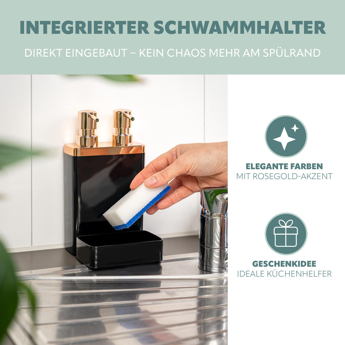 SEIFENSPENDER, schwarz - Schwarz, Kunststoff (12/21.5/12.5cm) - bremermann