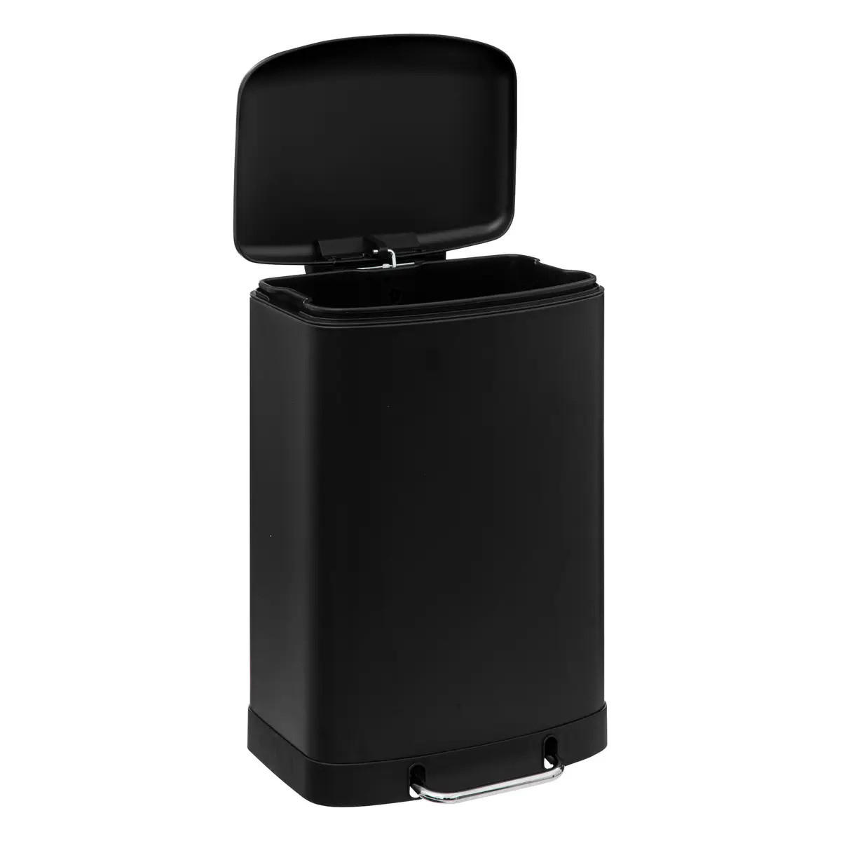 MÜLLEIMER Edelstahl 50 l 44/37,5/66 cm - Schwarz, Metall (37.5/66/44cm) - 5five Simply Smart