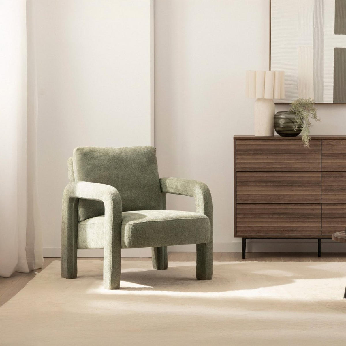 LESESESSEL Runa Grün 72 cm x 81 cm - Grün, Textil (72/81/79cm) - Klast Home