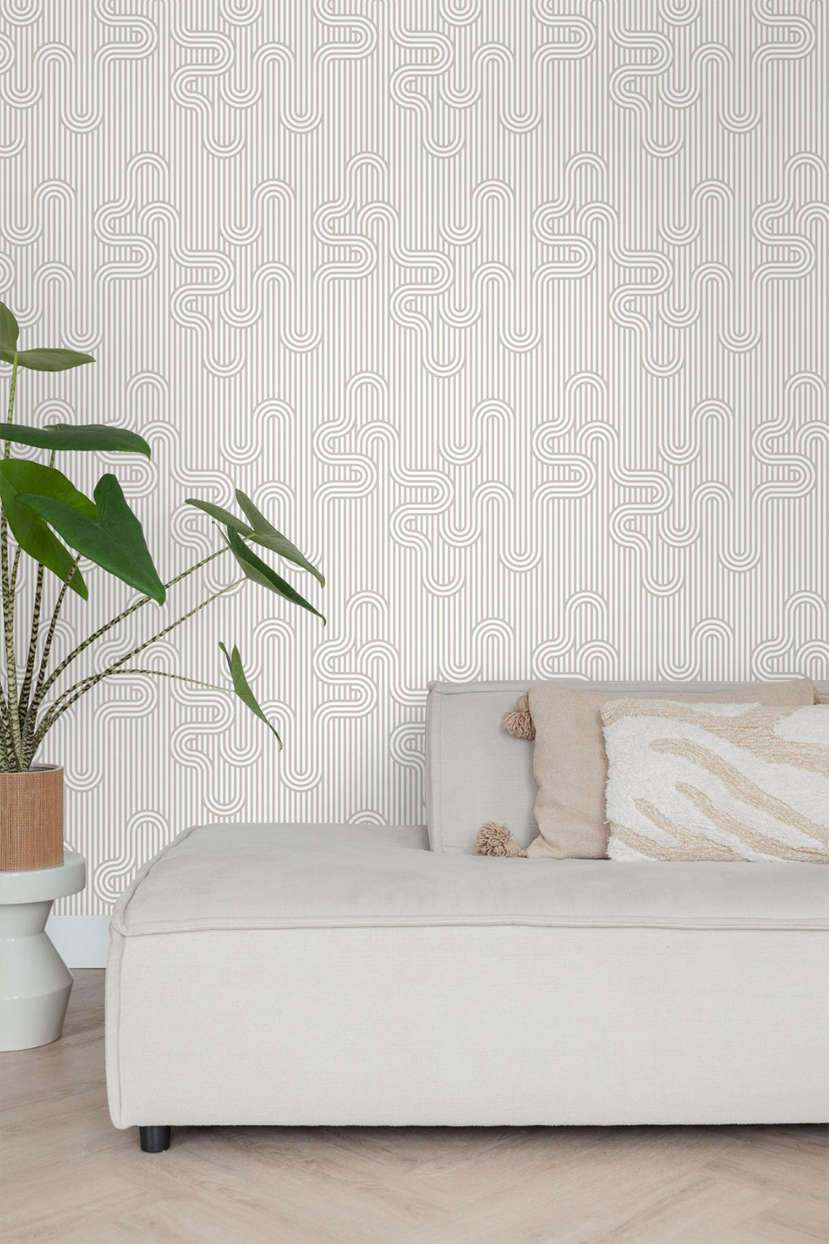 TAPETE grafische Linien 50 x 900 cm - Grau, Papier (50/900cm) - ESTAhome