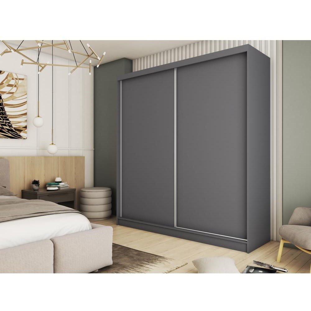 SCHWEBETÜRENSCHRANK Mario 200/216/61 graphit - Graphitfarben, Holzwerkstoff (200/216/61cm) - Beautysofa