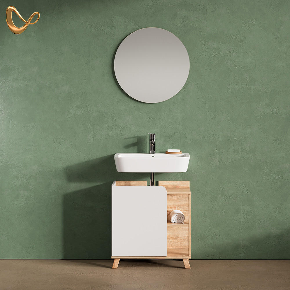 BADMÖBEL-SET Marano Sonoma/Weiß 2 Teile - Weiß/Sonoma Eiche, Holzwerkstoff (60/65/35cm) - Livinity®