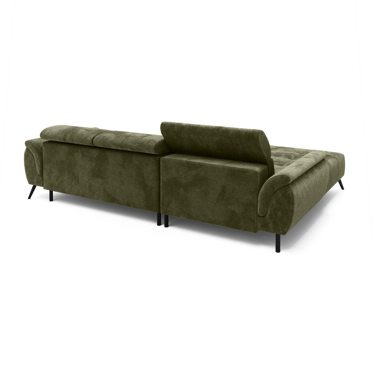 ECKSOFA Ottomane rechts Chenille 286x184x79 grün VALENTINA - Grün, Kunststoff (286/184cm) - Massivmoebel24