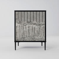 SIDEBOARD GRAIN LINES, Schwarz, 57,5x42x72,5 cm, Schwarze Metallfüße - Multicolor/Schwarz, Holzwerkstoff/Metall (57.5/72.5/42cm) - SpaceRebels