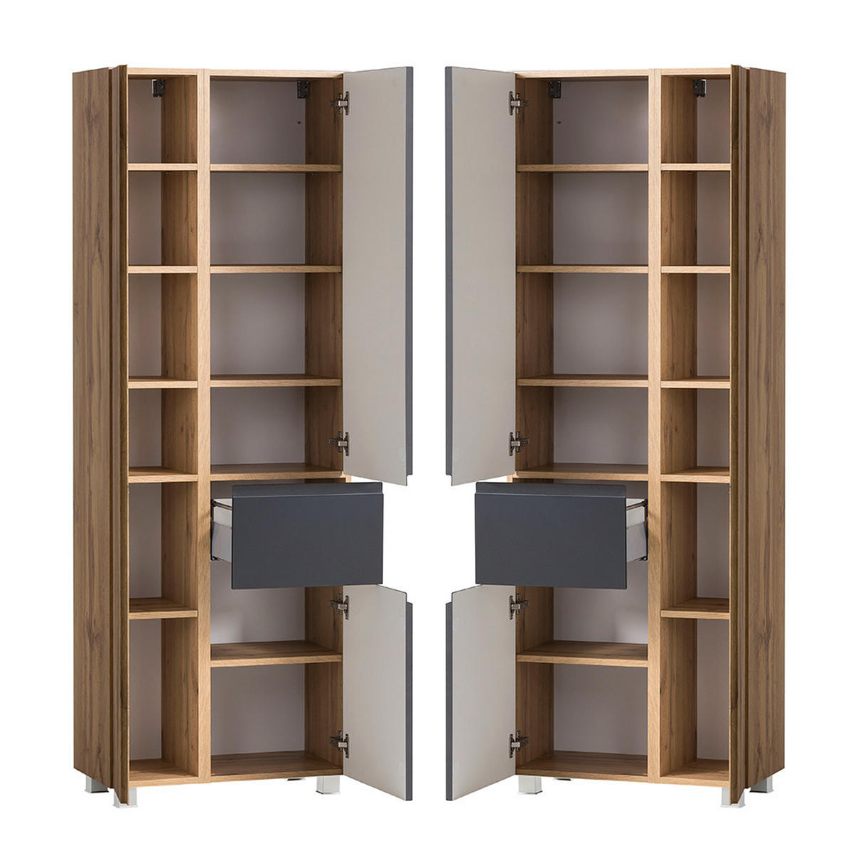 BADMÖBEL-SET 5-TLG. Vasto-03 - Grau, Holzwerkstoff (245/200/35cm) - Lomado