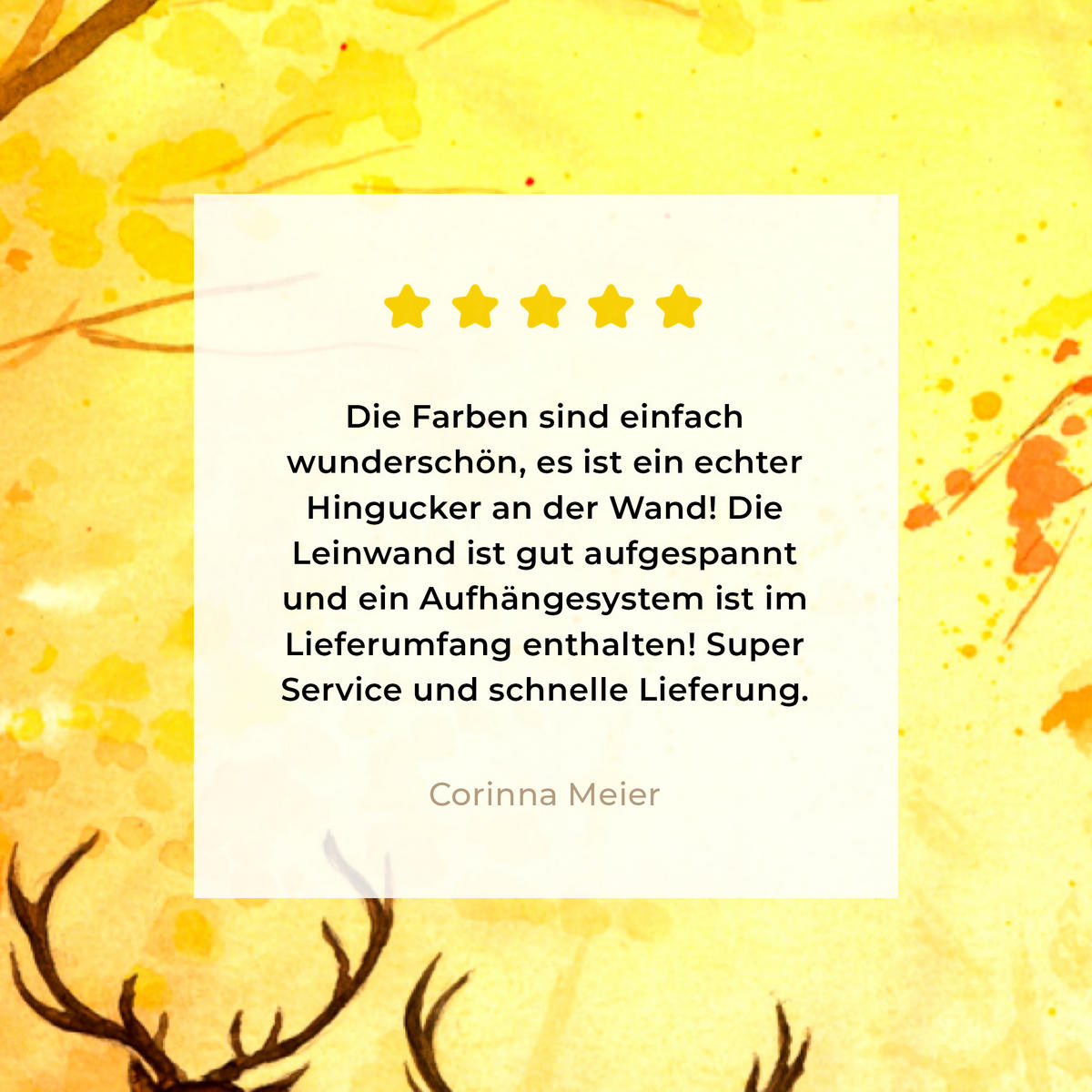 LEINWANDBILD Natur - Ölfarbe - Hirsche - Tiere - Herbst - Orange 80x120 cm - Orange, Textil (80/120cm) - MuchoWow