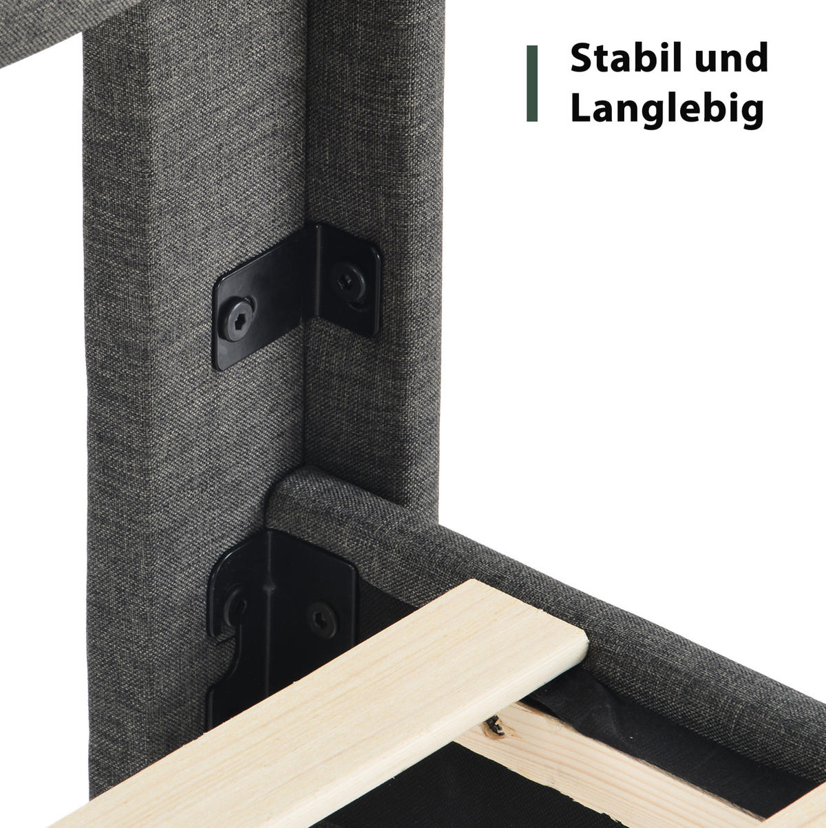 POLSTERBETT 140/200 cm Dunkelgrau aus Leinen mit Lattenrost - Dunkelgrau, Textil (140/200cm) - OKMYHOME