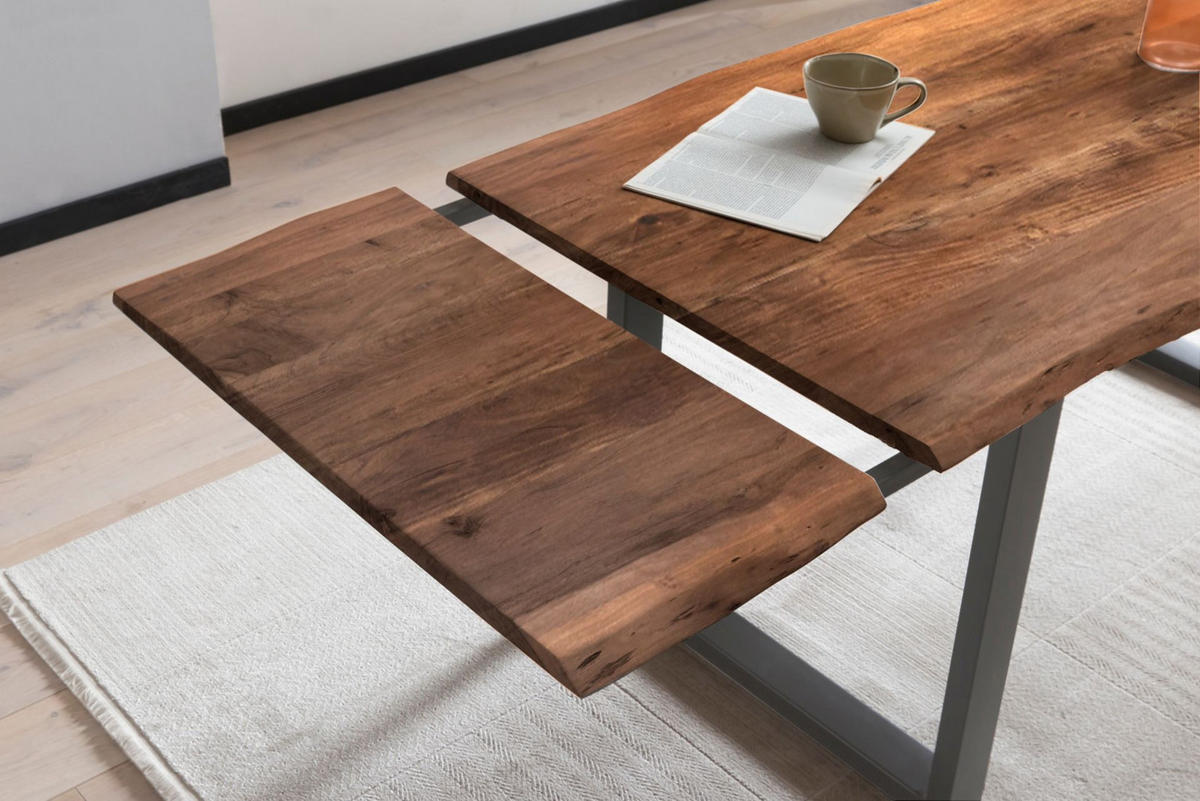 ESSTISCH ADINA - Silberfarben/Braun, Holz/Metall (90/180/76cm) - SAM