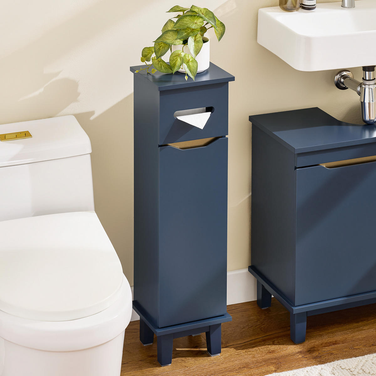 TOILETTENROLLENHALTER Blau - Blau, Holz/Holzwerkstoff (22/81/20cm) - SoBuy