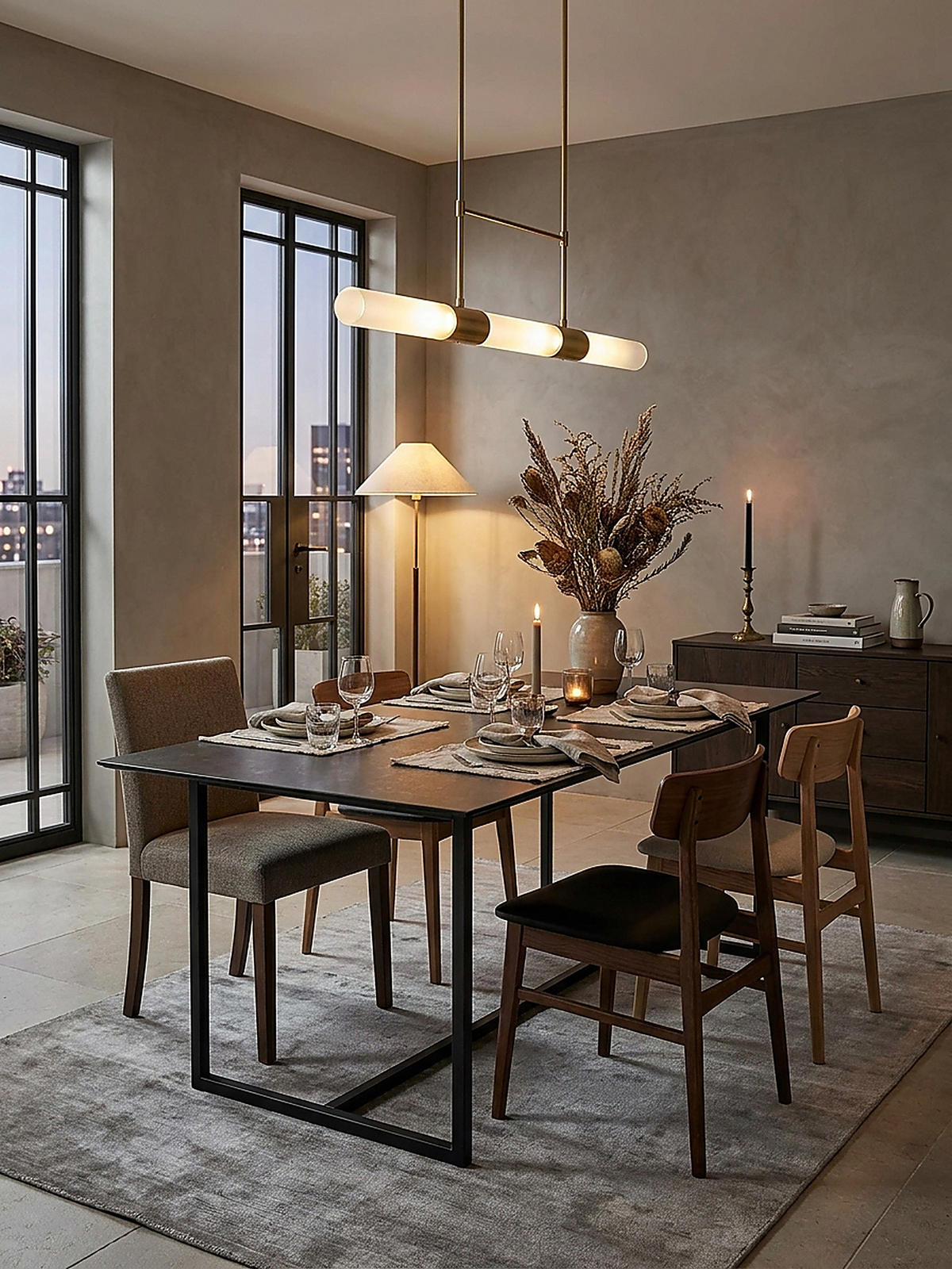 ESSTISCH Glas Keramik Marmoroptik Designer 180x90 ARCTIC, Schwarz 180x90x76 cm - Schwarz, Glas/Metall (90/180/76cm) - KADIMA DESIGN