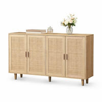 SIDEBOARD aus Spanplatte 158x40x88 cm Natur mit 4 Rattantüren und verstellbarem Einlegeboden - Naturfarben, Holzwerkstoff (158/88/40cm) - IVMEU