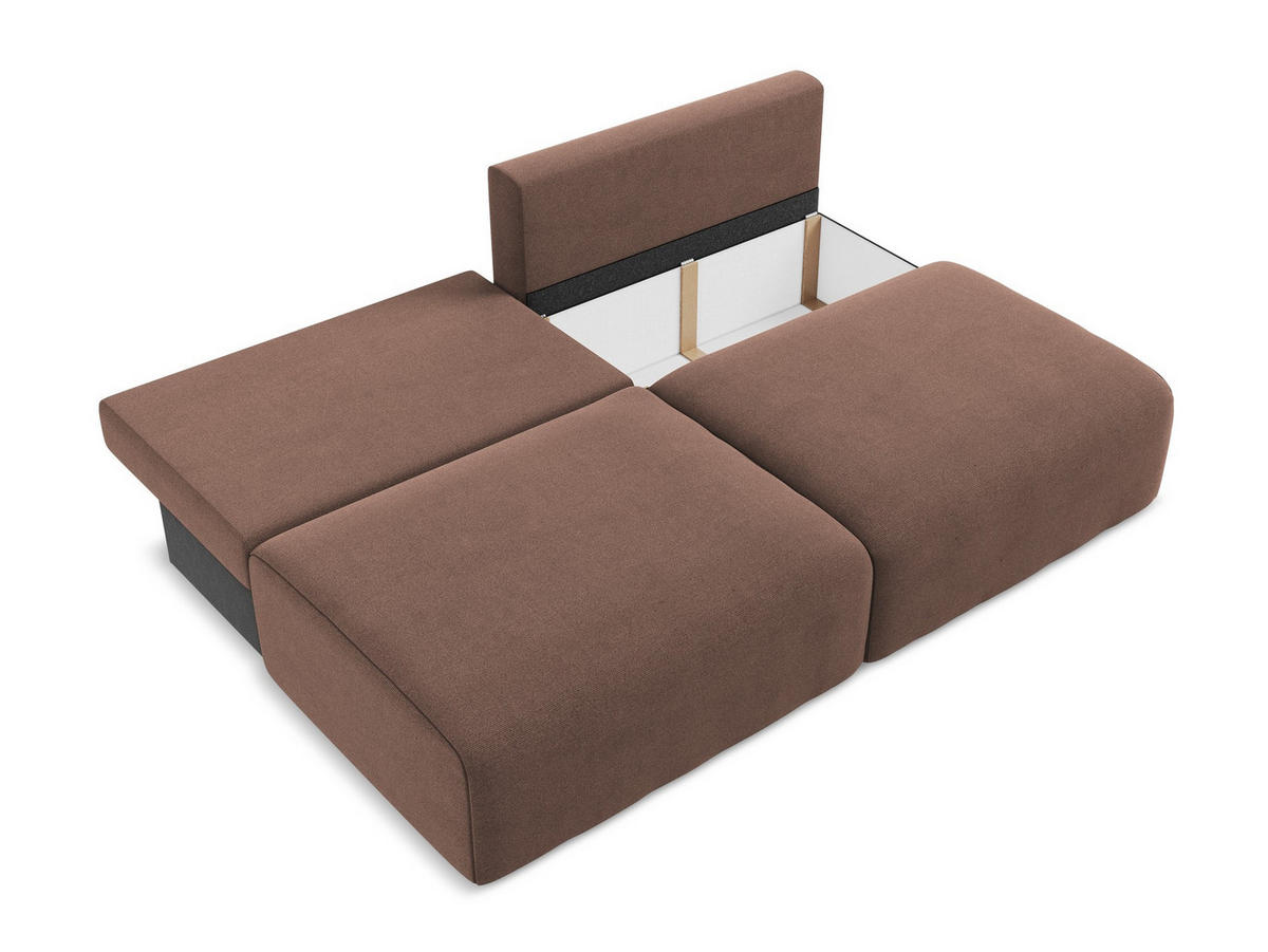 3-SITZER SOFA mit Schlaffunktion Strukturstoff Stoff Pink - Pink/Hellrosa, Kunststoff/Textil (216/79/102cm) - Makamii