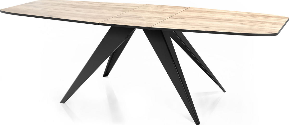 ESSTISCH Foster rechteckig ausziehbar, Craft Eiche 180-218/90/76 cm - Eiche Wotan/Schwarz, Holzwerkstoff/Metall (180/90/76cm) - WFL GROUP