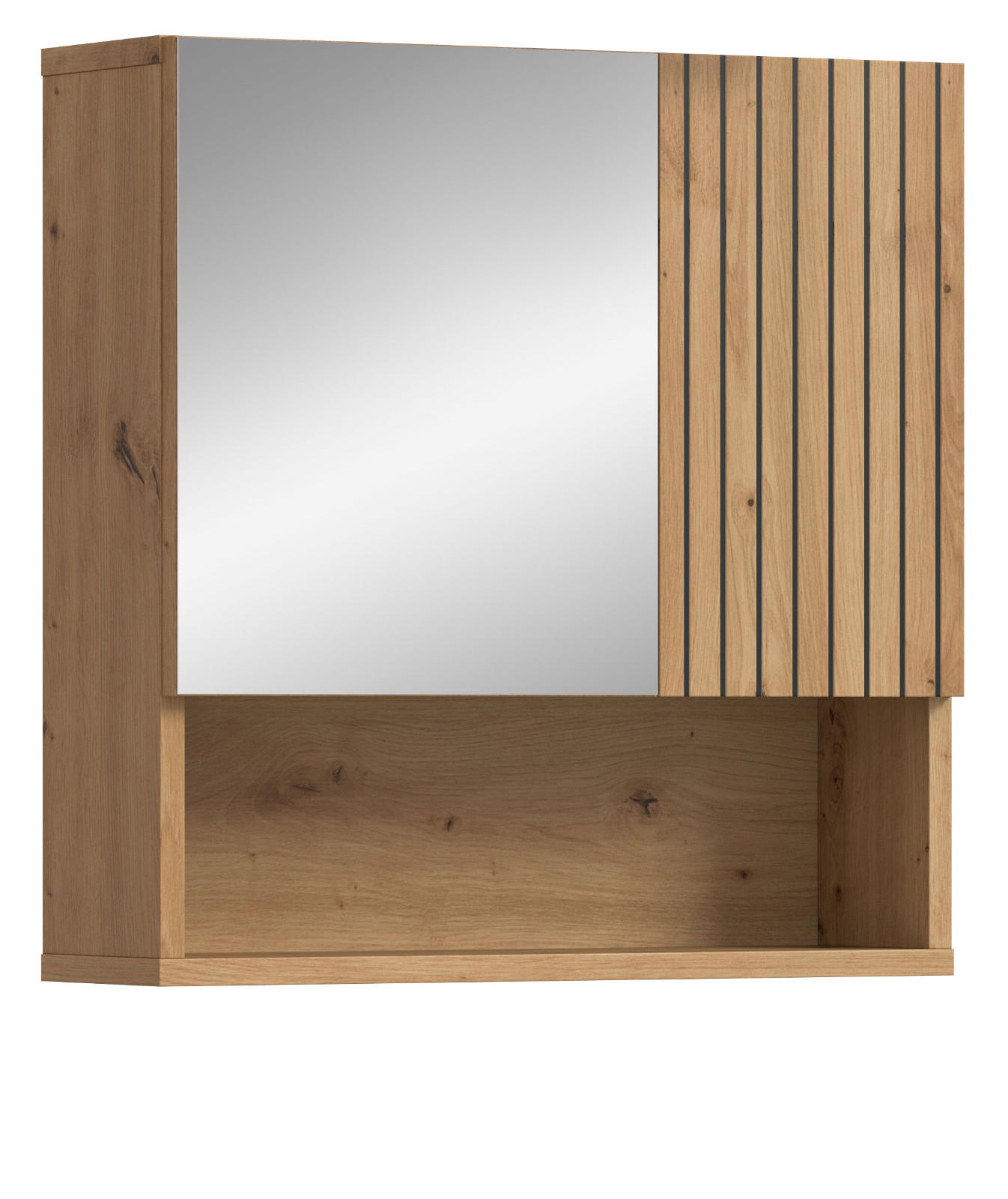 SPIEGELSCHRANK Eiche Artisan, 54 x 55 cm, Badezimmer Schrank mit Spiegel - Eiche Artisan, Glas/Holzwerkstoff (60/55/17cm) - Inn.Furn