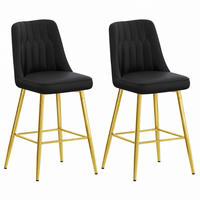 BARHOCKER 2er-Set 100 cm PU-Leder Schwarz mit Metallgestell Goldfarben - Goldfarben, Metall (45/100/42cm) - Meubliv