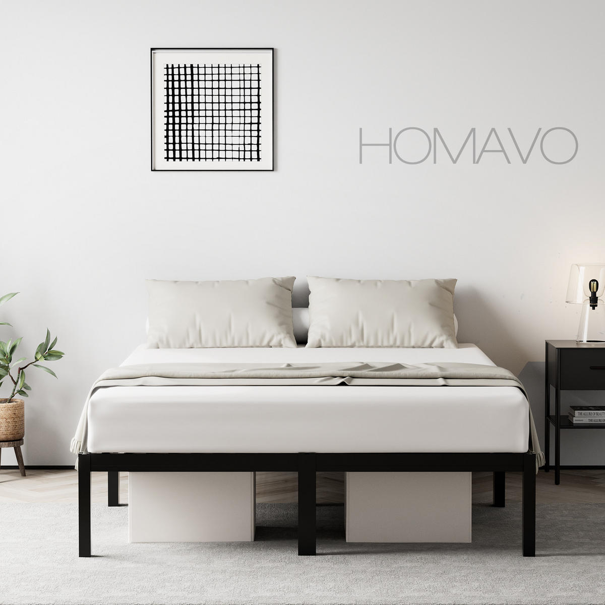 METALLBETT 140x200 cm - Schwarz, Metall (140/200cm) - HOMAVO