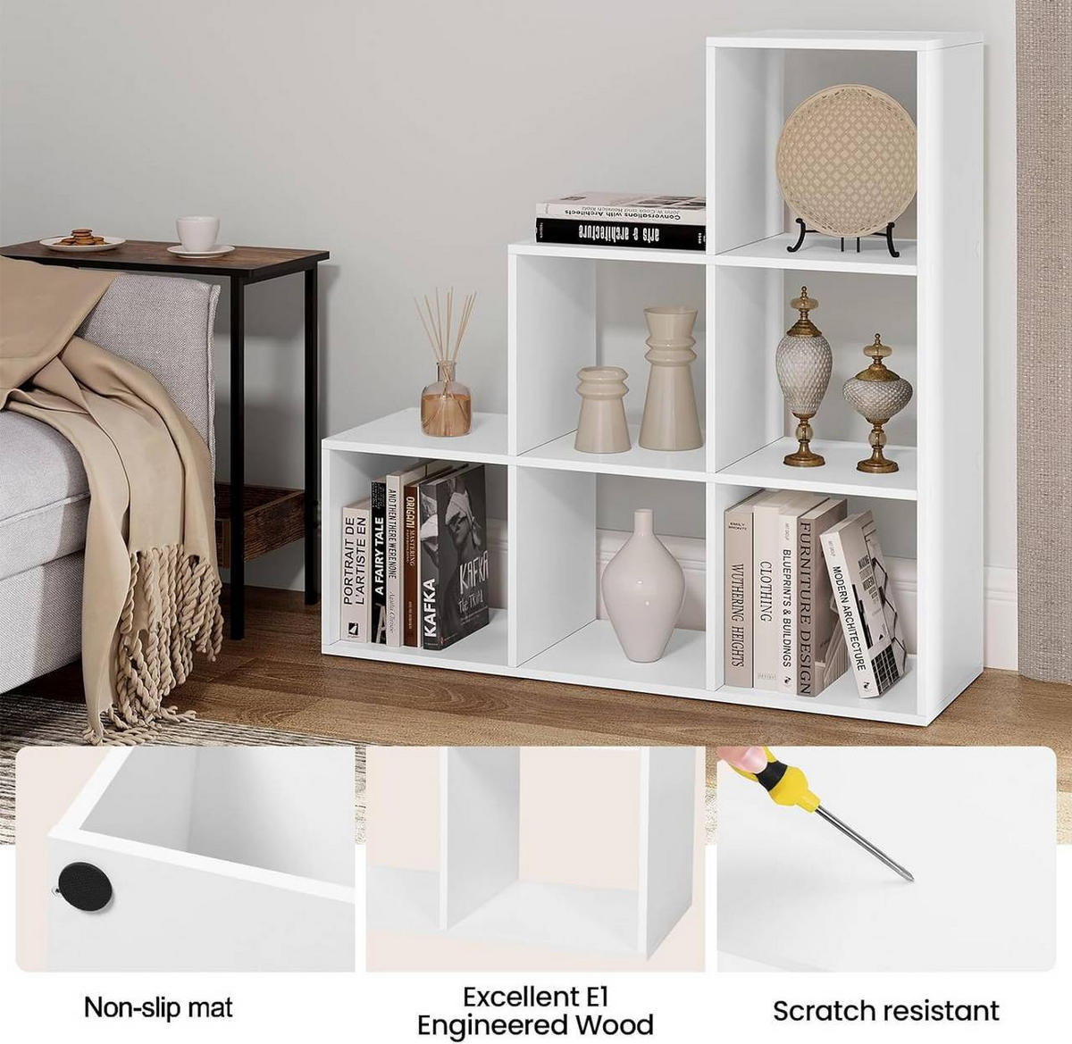 BÜCHERREGAL mit 6 Fächern, 90x29x90 cm, Weiß - Weiß, Holzwerkstoff (90/90/29cm) - Woltu
