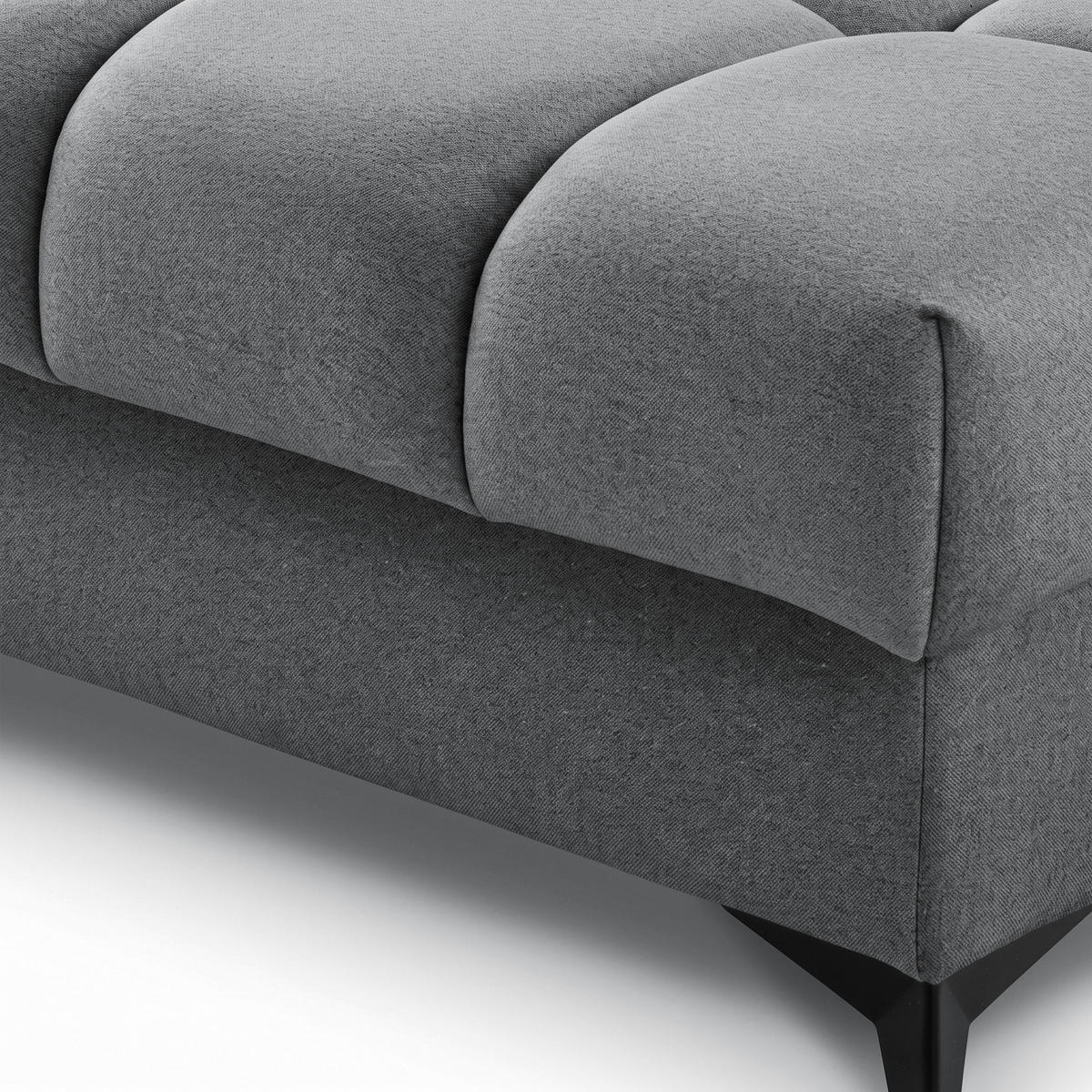 ECKSOFA PUDDING MAXI L Rechts mit Schlaffunktion 125x195 Velours Dunkelgrau - Dunkelgrau/Schwarz, Holz/Textil (350/203cm) - Muffo
