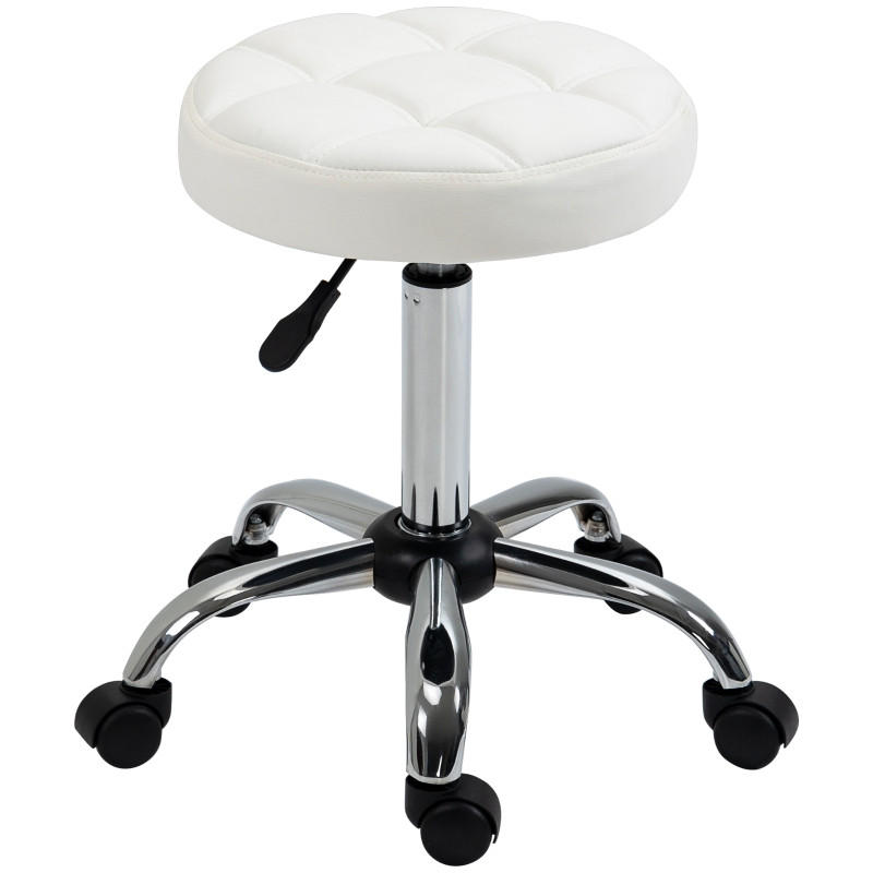 ROLLHOCKER höhenverstellbar Kunstleder Rollen Weiß - Weiß, Metall (35.5/67/35.5cm) - SHOPENTRA